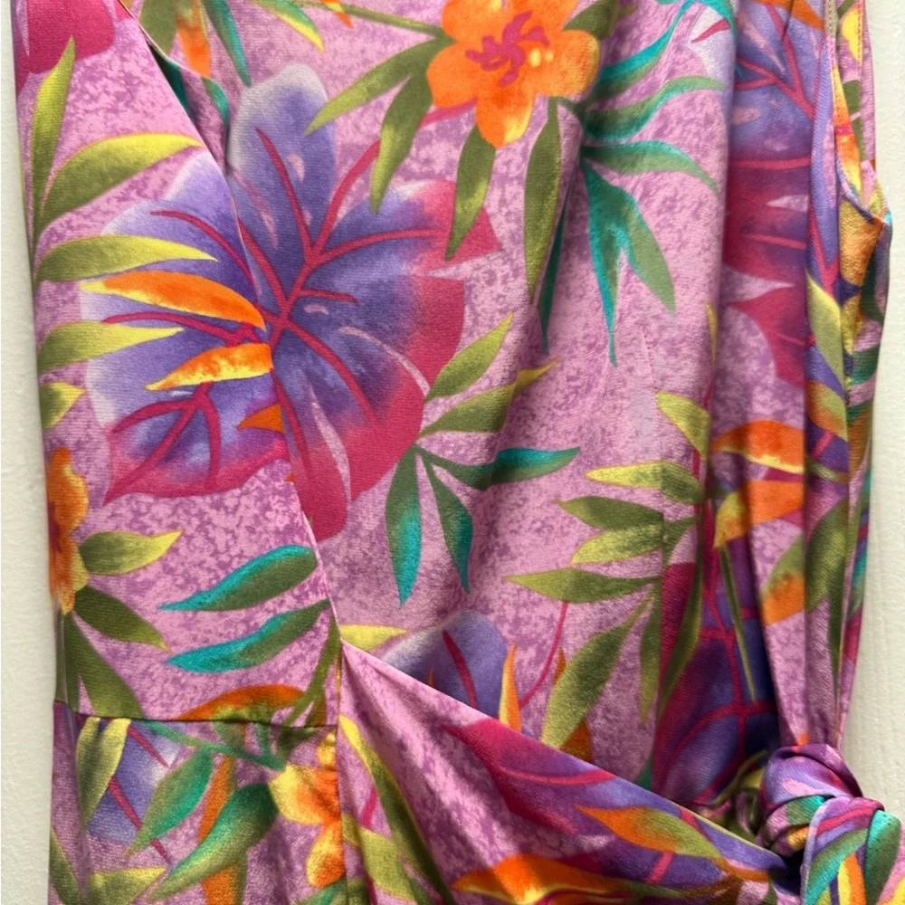 Robbie Bee Purple and Pink Floral Dress 100% Silk - Picture 4 of 8